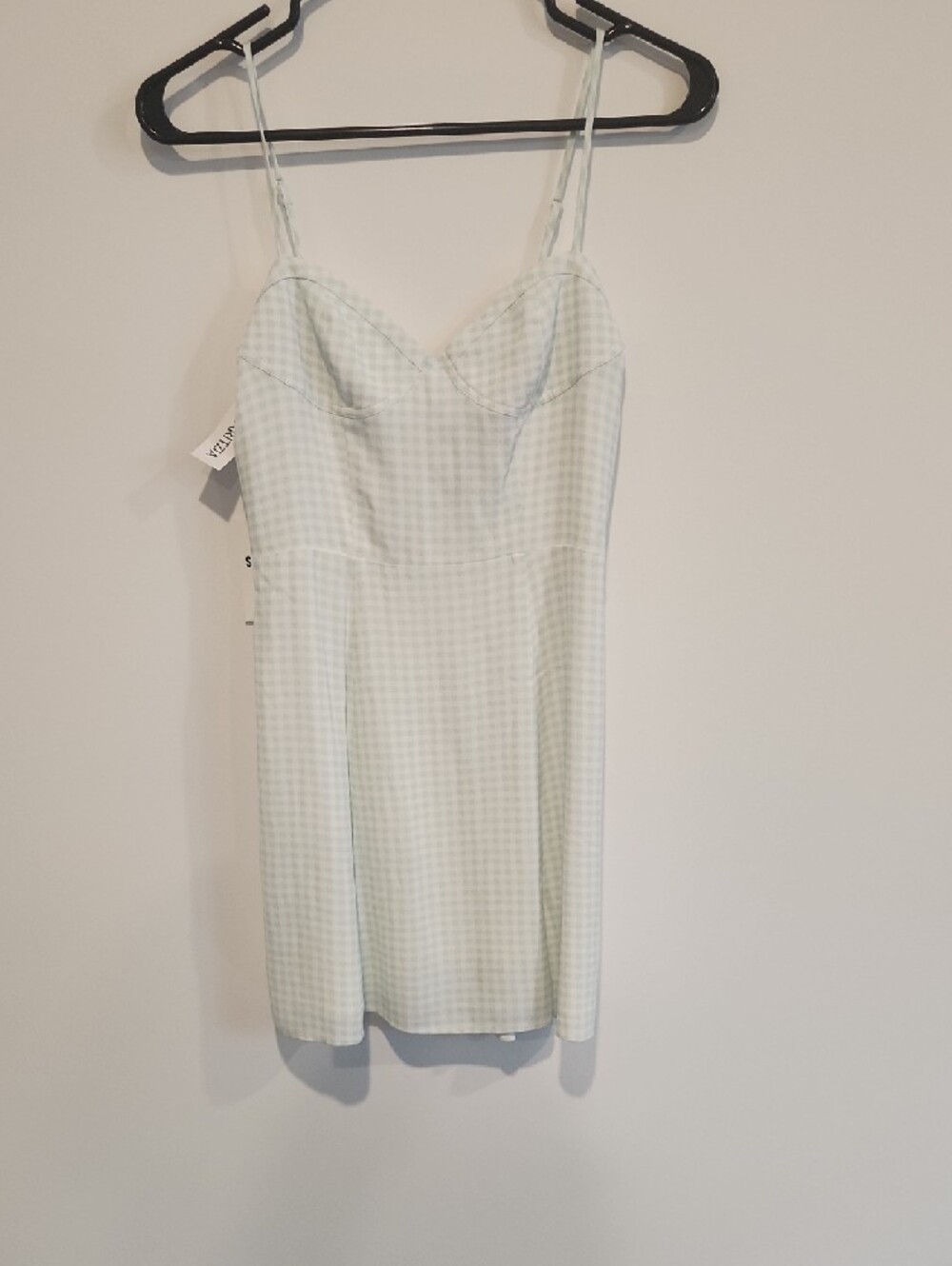 ARITZIA SUNDAY BEST Gingham Sweetheart Mini Dress in Pale Green - Picture 5 of 10